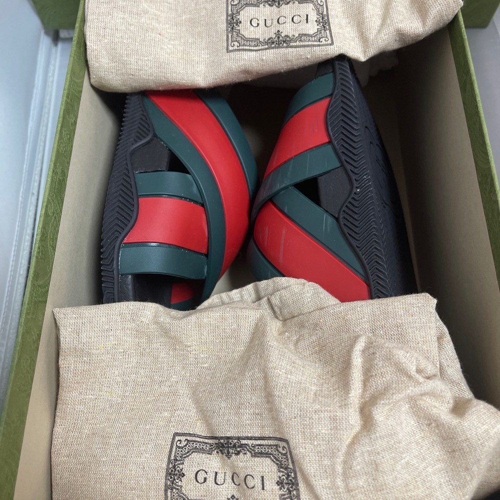 Excellent condition Gucci Mens Slipon 8 (38) Green/Red - Picture 3 of 14
